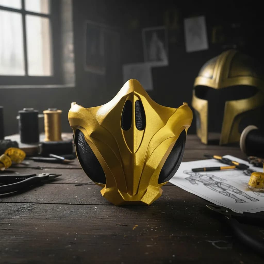 Máscara Realista Scorpion Mortal Kombat Para Cosplay Adulto