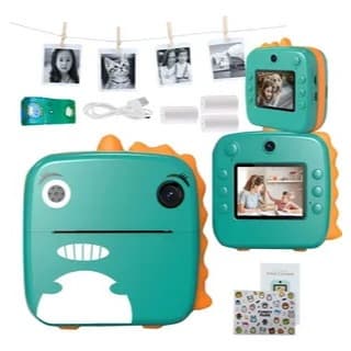 Mini Câmera Fotográfica Instantânea para Crianças Tira e Imprime Fotos em Segundos Gravadora de Vídeo HD 1080P Tela Colo