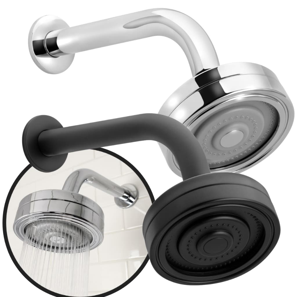 Chuveiro Ducha Autolimpante Redondo Cromado/Preto Articulável Para Aquecedor Solar/Gás