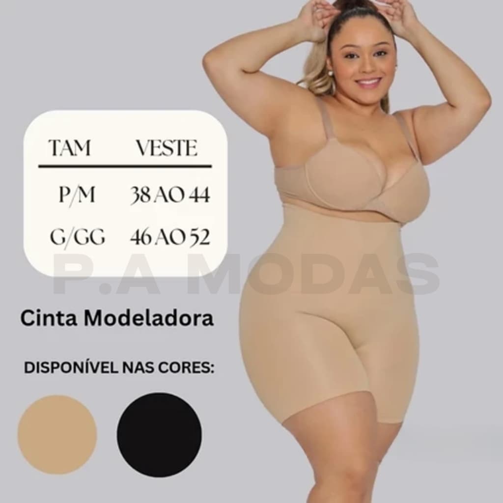 SHORT CINTA MODELADOR 4 Barbatanas Alta Compressão Não Enrola Zero Transparência  Empina Bumbum