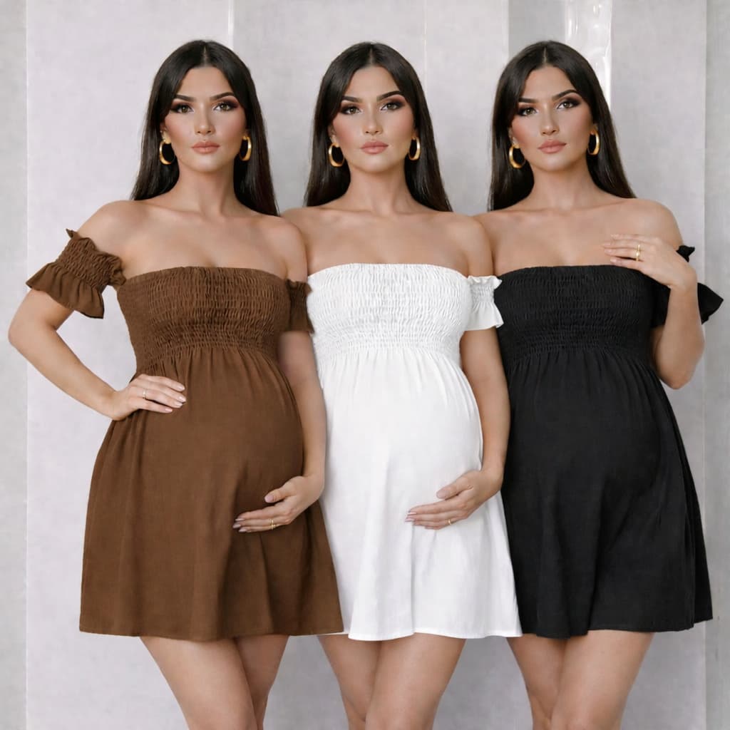 Kit 3 Vestidos Grávida Tomara Que Caia Moda Verão Ciganinha Casual Festa Curto
