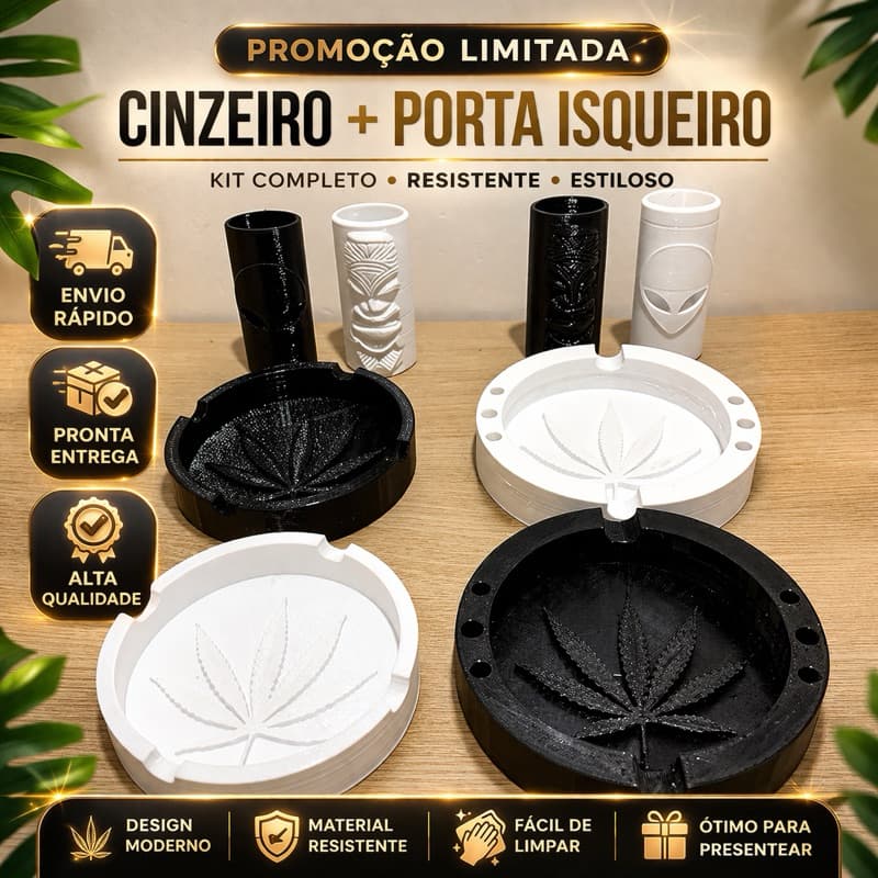 Cinzeiro Decorativo + Porta Isqueiro
