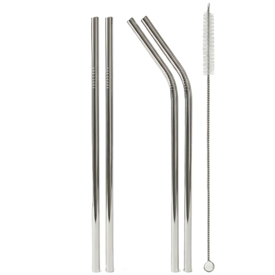 Kit 4 Canudos De Aço Inox Reutilizáveis Ecológico + 1 Escova de Limpeza