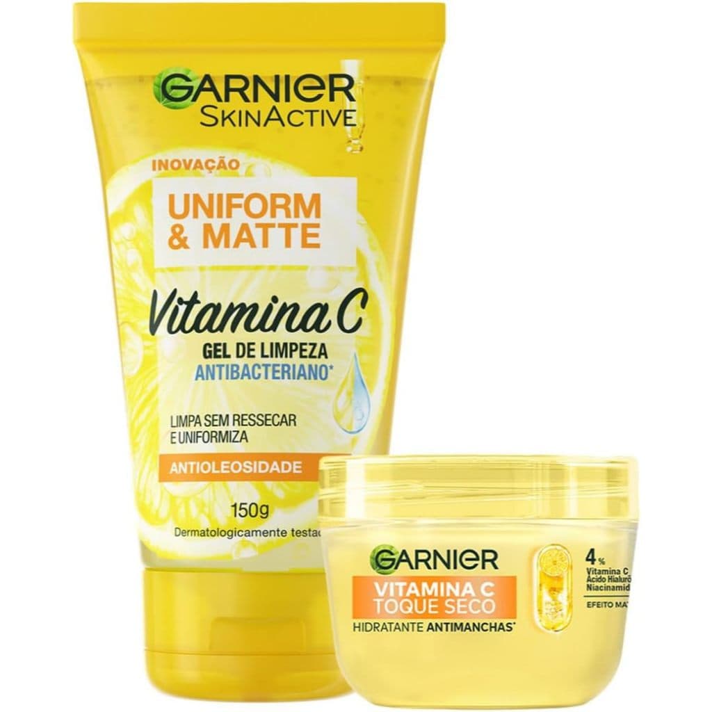 Kit  Skincare Garnier Uniform & Matte Gel de Limpeza + Hidratante com Vitamina C