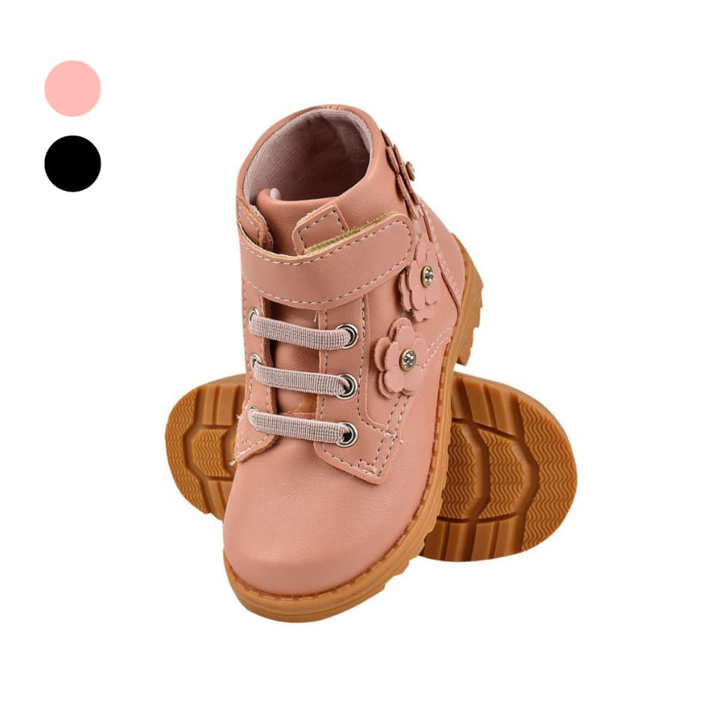 Bota Coturno Infantil Feminino Menina e Bebê Flor e Strass Lulopé