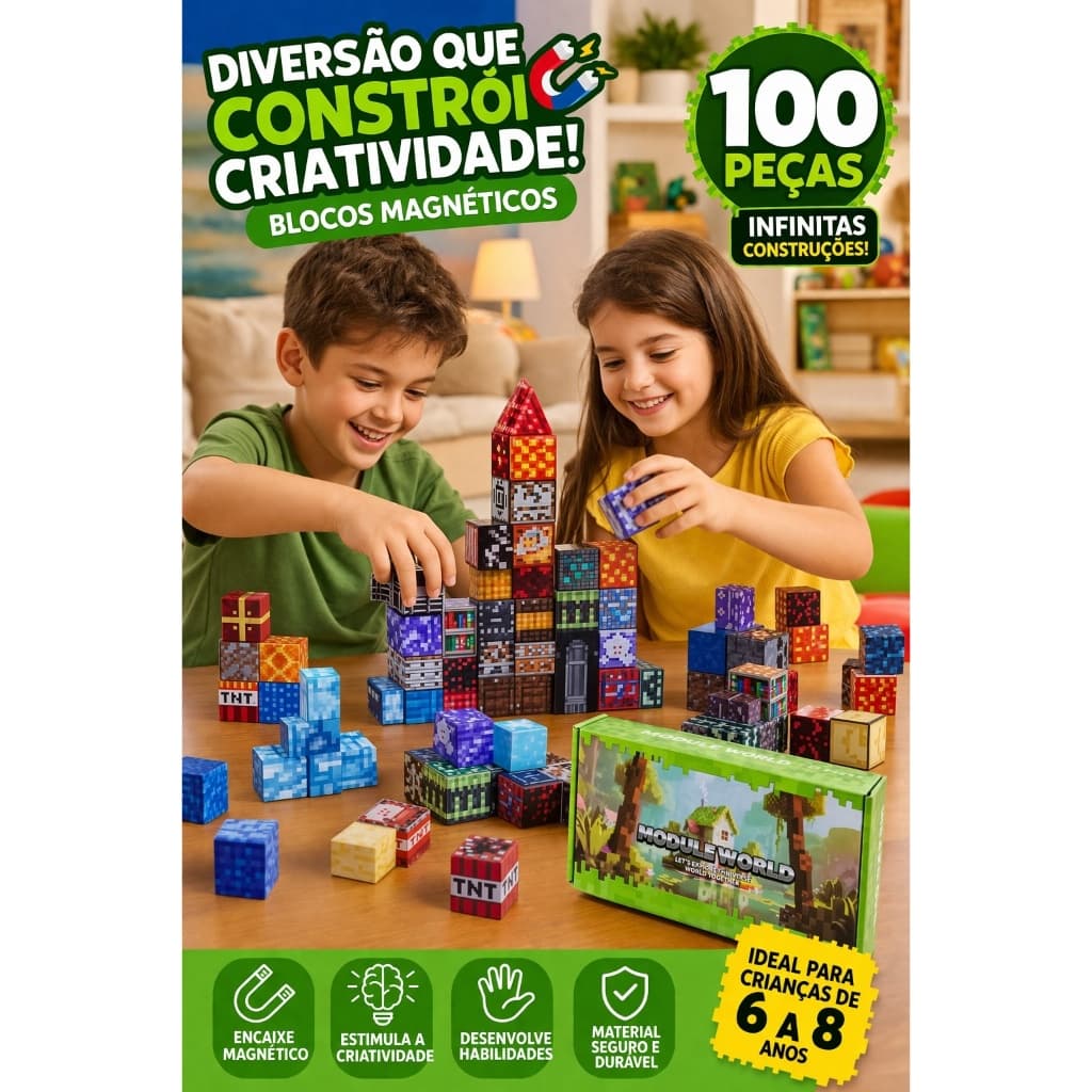 Blocos Magneticos Brinquedo de Montar
