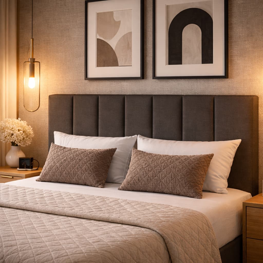 Kit Cabeceira De Cama Box Solteiro, Casal, Queen e King Adesiva Estofada Módulos 45x20cm - ENVIO RAPIDO