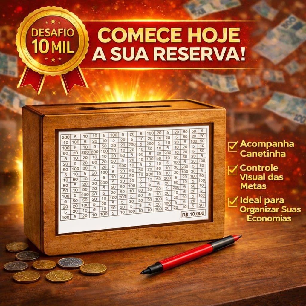 Cofre Desafio Método Japonês 1000 5000 10000 Caixa Dinheiro Madeira Poupança Mdf