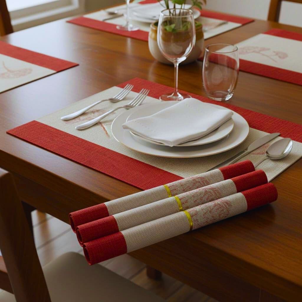 Jogo 6 Americano Peças Sousplat Elegante Mesa PVC Limpa Facil