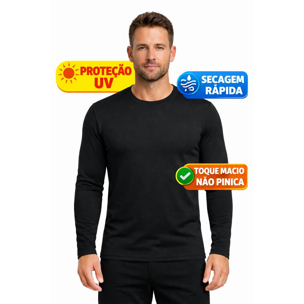 Camisa Térmica Masculina Proteção UV Segunda Pele