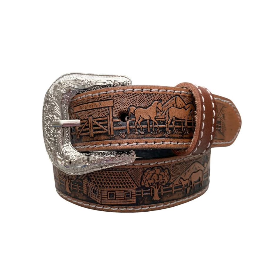 Cinto Infantil Fazendinha 100% Couro Legítimo Para Festa Junina