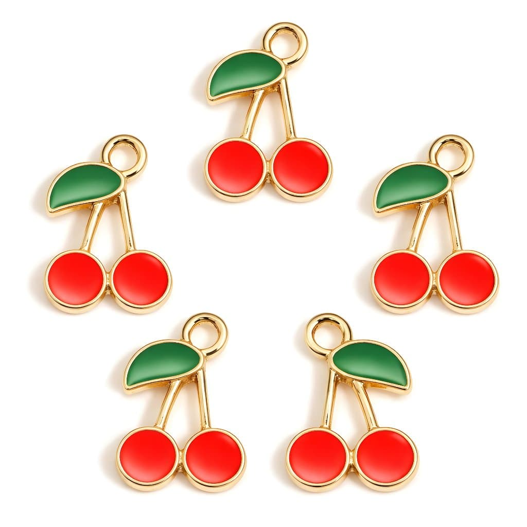 Pingente Cereja 15x10mm Para Bijuteria E Artesanato de com 10/20 Peças Dourado/Prata