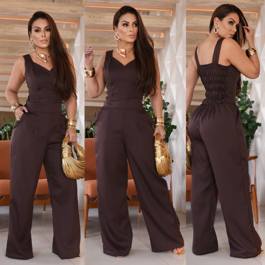 Macacão Feminino Alfaiataria Elegante com Elástico nas Costas – Modelagem Perfeita e Cintura Marcada