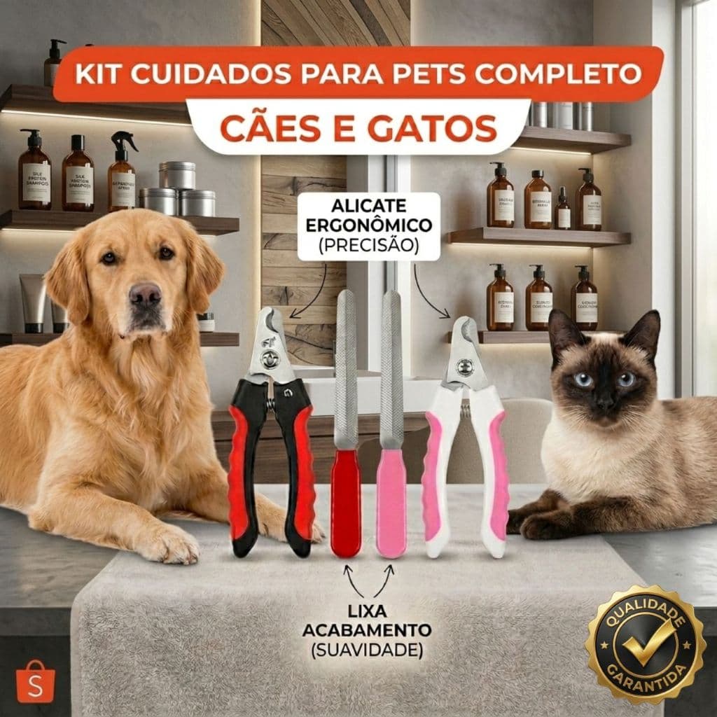 Kit Cuidados Para Pets Completo: Alicate De Unha Profissional + Lixa Para Cães E Gatos Resistente