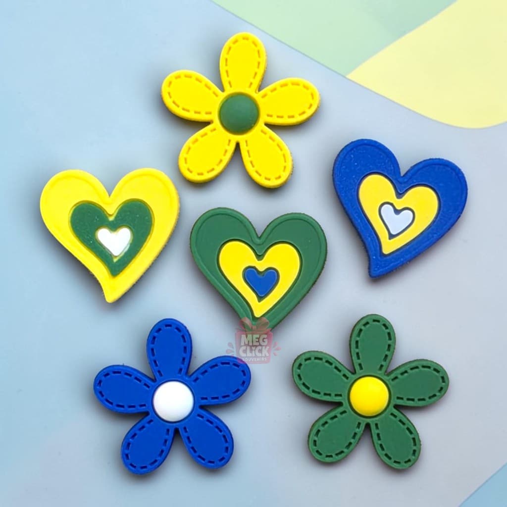 Kit 12 Mini Apliques Brasil Copa Sortidos | Apliques Emborrachados para Laços e Artesanato