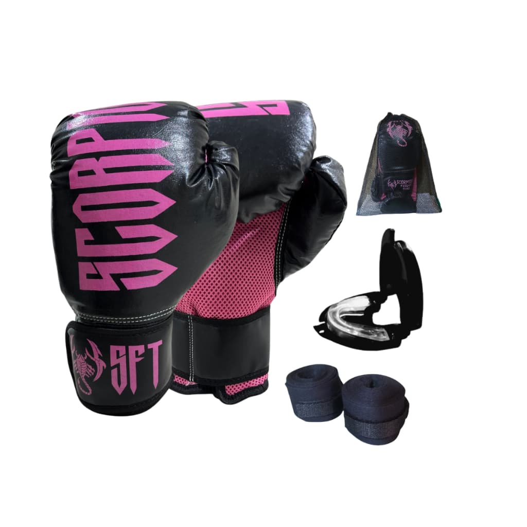 Luvas Muay Thai Boxe Kickboxing Sparring Scorpions + Band+ Bucal+Sacola