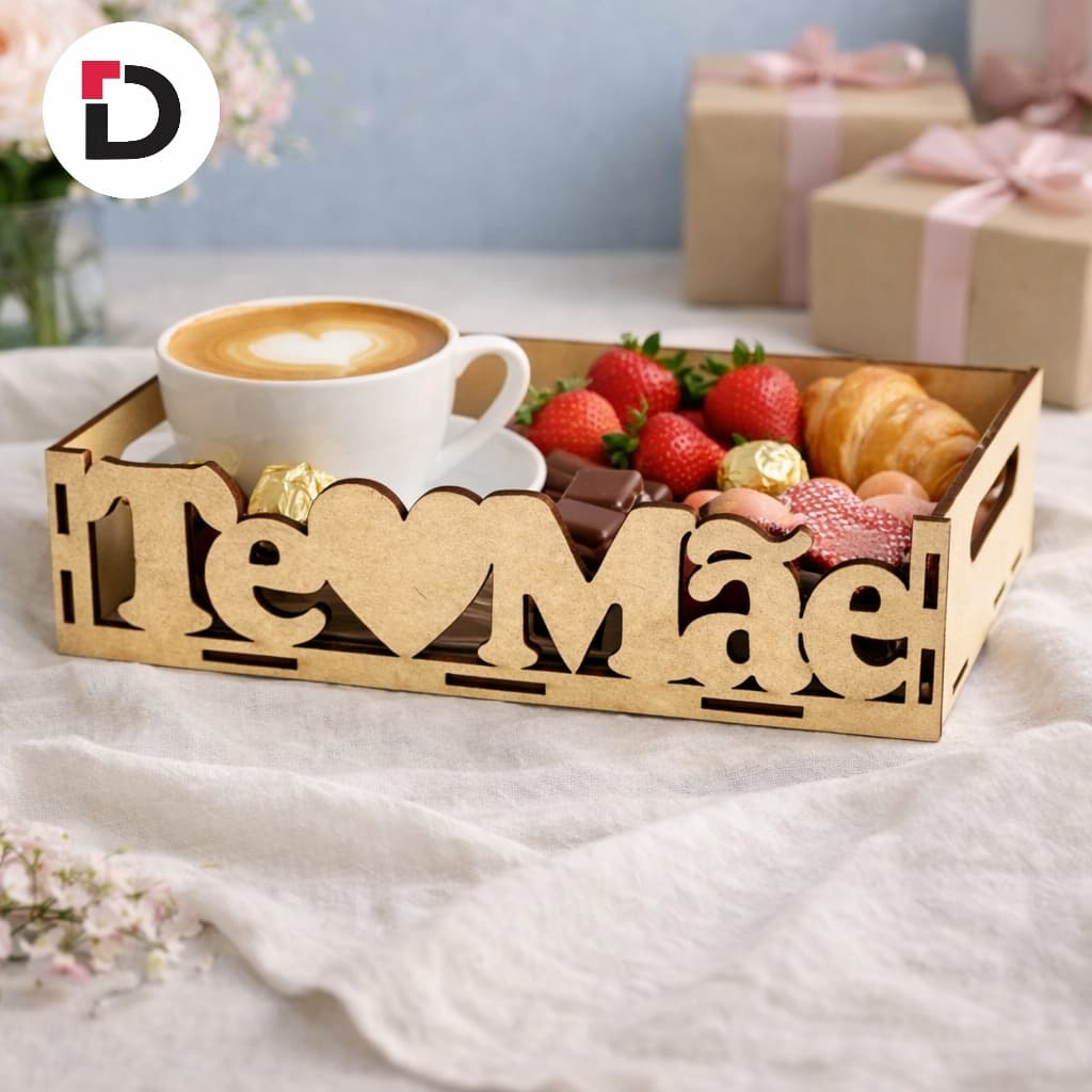 Kit Unidades De Bandeja Em MDF "Te amo mãe" Lembrancinha decorativa para as mães / Cesta de Presente dia das mães