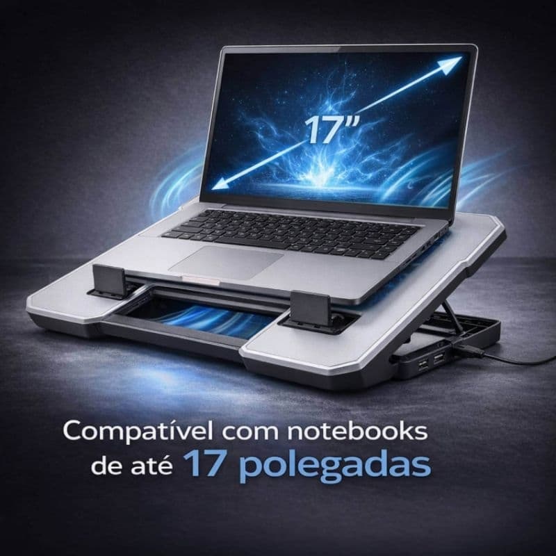 Cooler para Notebook com 6 Ventoinhas RGB 

