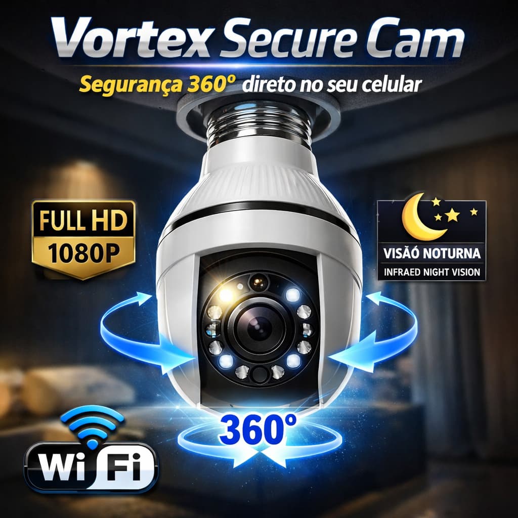 Câmera de Segurança Lâmpada WiFi 360° Visão Noturna