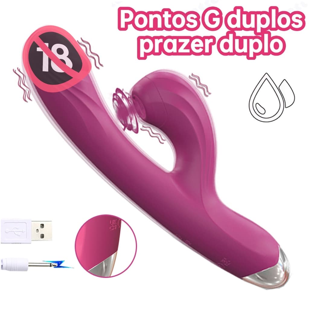 Vibrador Masturbador Feminino Recarregável Ponto G Com Estimulador De Clitóris