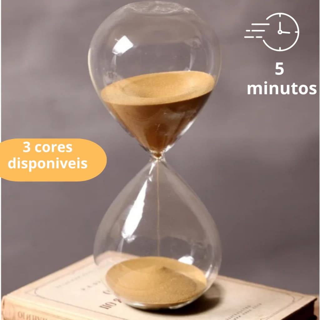Ampulheta de 5 Minutos de Vidro Pequena Decorativa - Escolha a cor