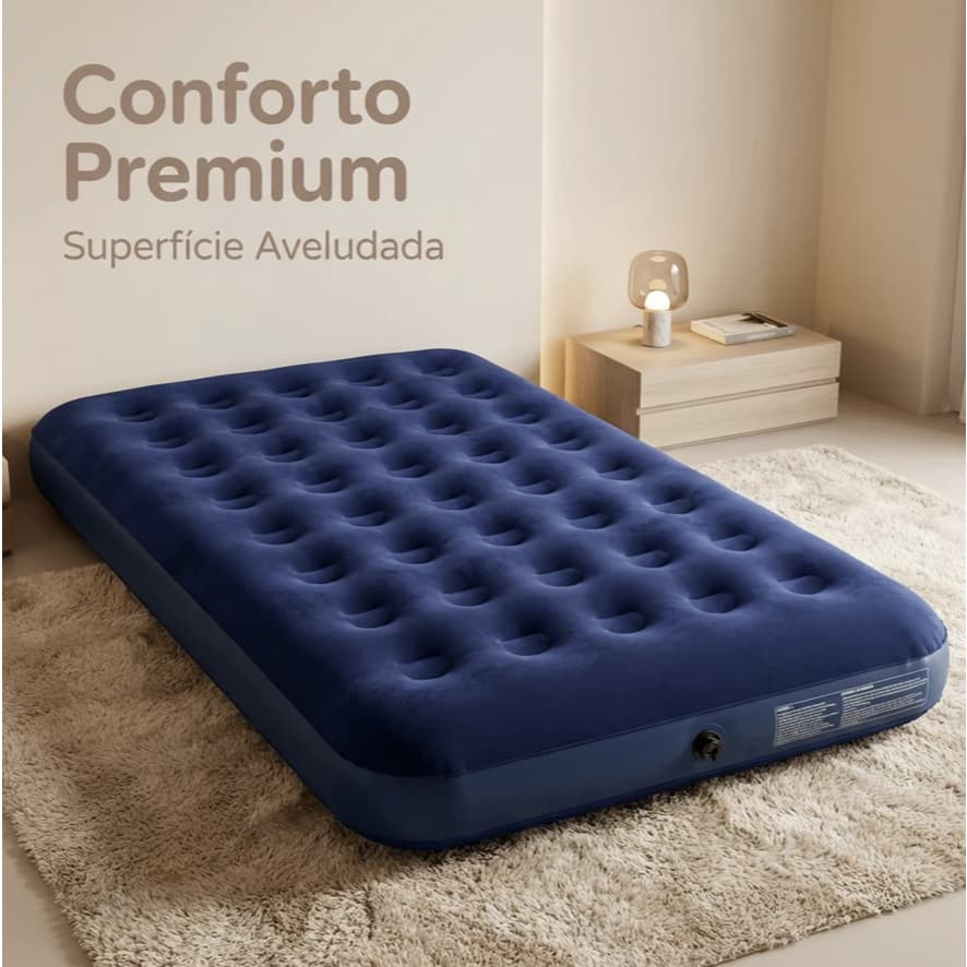 Colchão Inflável Casal Camping Praia 300kg Premium Resistente + 1 adesivo - Envio imediato
