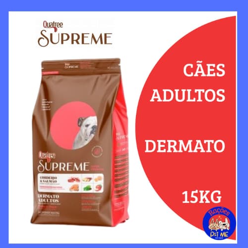 Ração para cães Quatree Supreme Dermato cordeiro e salmão 15Kg