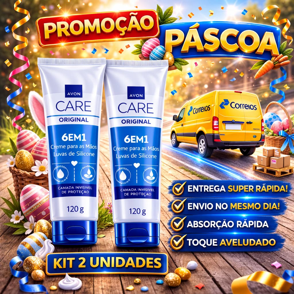 Kit 2 Cremes Para Mãos Avon Care Luvas de Silicone 120g Original 6 em 1 Protege Sua Mão