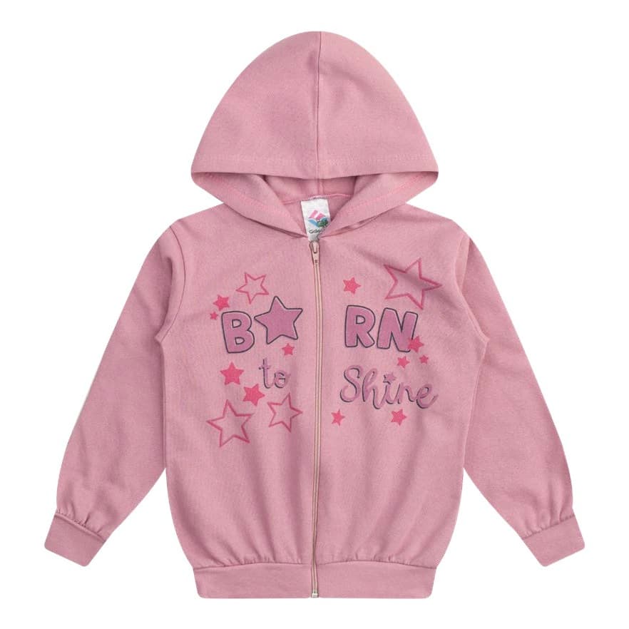 CASACO ZIPER MENINA E CAPUZ JAQUETA INFANTIL CAPOTE MOLETOM PELUCIADO FEMININO