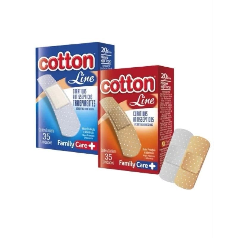 Curativos Antissépticos Cotton line - 1  Caixas 35 Curativos cada.