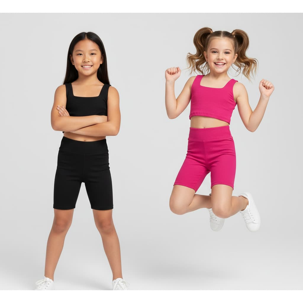 Roupa De Ginástica Infantil Feminina 2 Conj. Fitness Treino