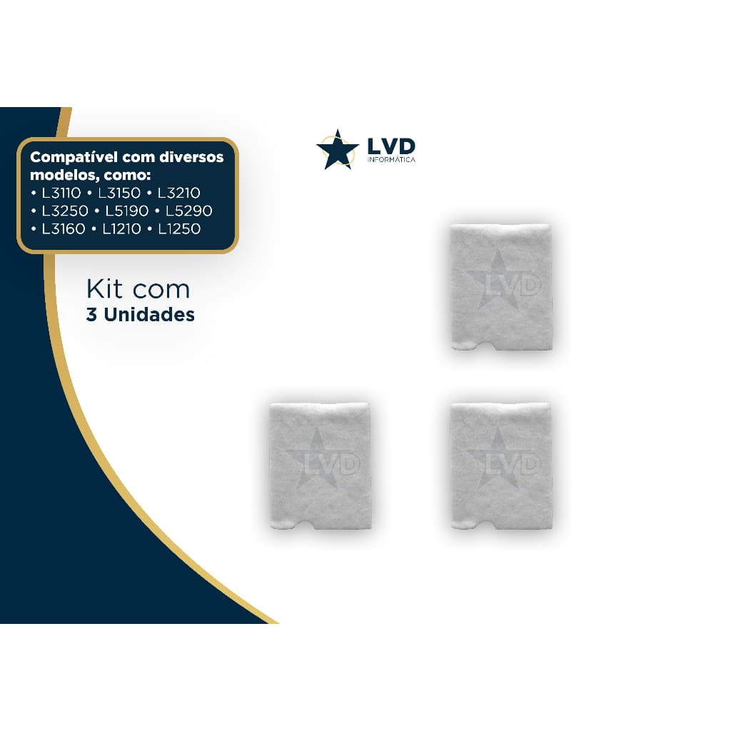 Kit 3 Feltros Almofada Absorver Compatível Epson L3110 L3150 L3250 L3160 L5190 L5290 (SÓ O FELTRO)