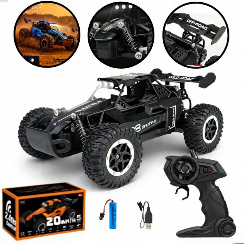 Carrinho Controle Remoto Trilha Recarregável Brinquedo Jeep Off-road Escala 1:16 Pneus Borrachudo