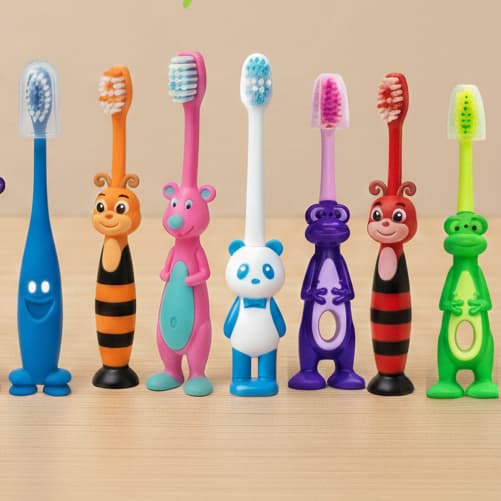 Com 2/4/12 Escova de Dente Infantil Macia bichos Antibacteriana Infantil/ Bebê e Criança Higiene Bucal Divertida