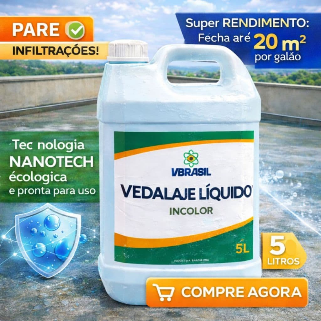 Impermeabilizante Veda Laje Líquido Incolor 5L VBrasil/Veda Forte | Anti Infiltração Nano Proteção