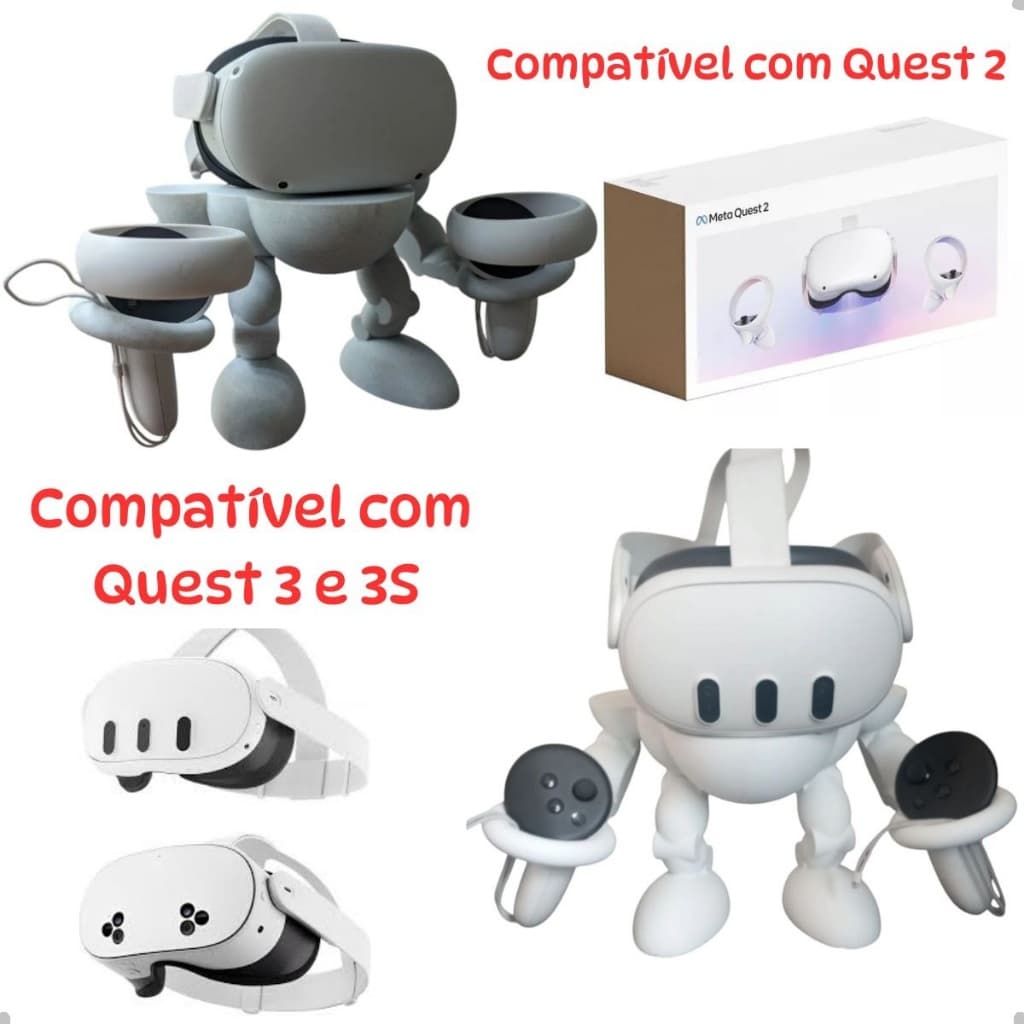 Suporte Organizador Compatível Meta Quest 2 3 e Quest 3S Base de Mesa P/ Óculos VR e Controles