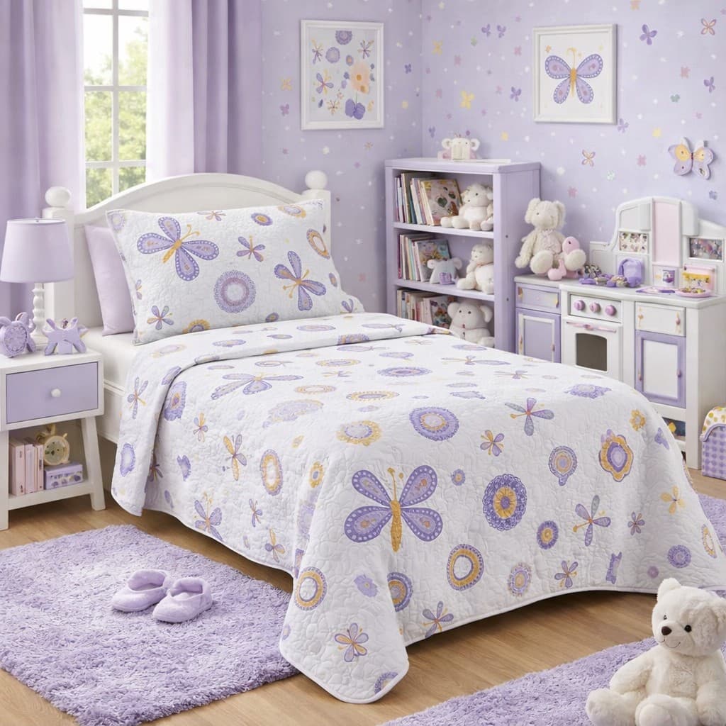 Kit Cobre Leito Boutis Infantil Colcha Solteiro Feminino Masculino Unissex - 2 Peças