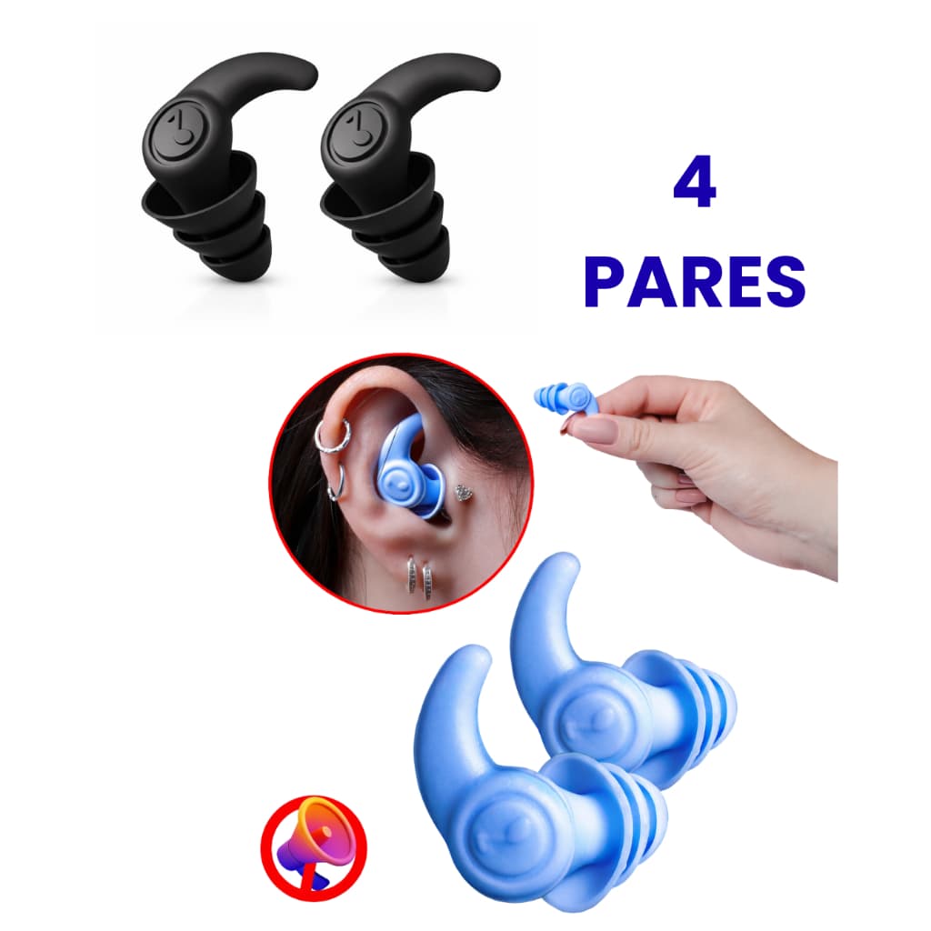 Pares de tampão Ouvido Pares 3 Camadas Antiruído Plug Dormir Natação Estudos Trabalho Protetor