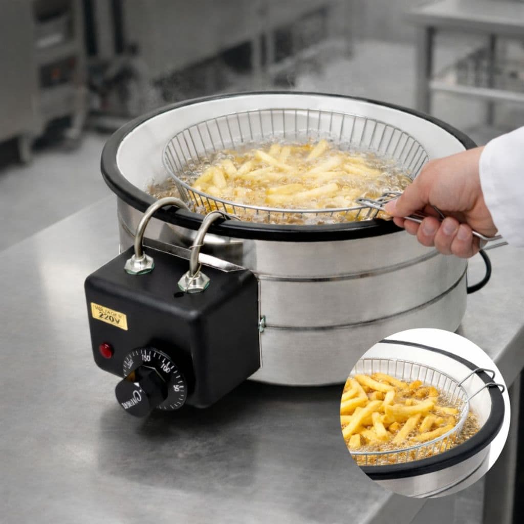 Fritadeira Elétrica com óleo de batata frita pastel 5 Litros esmaltada cozinha buffet restaurante