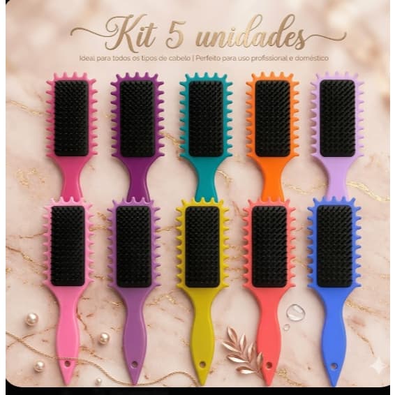 PMUO Kit 5 Escovas de Fitagem Sortida – Modela e Define Cachos com Facilidade