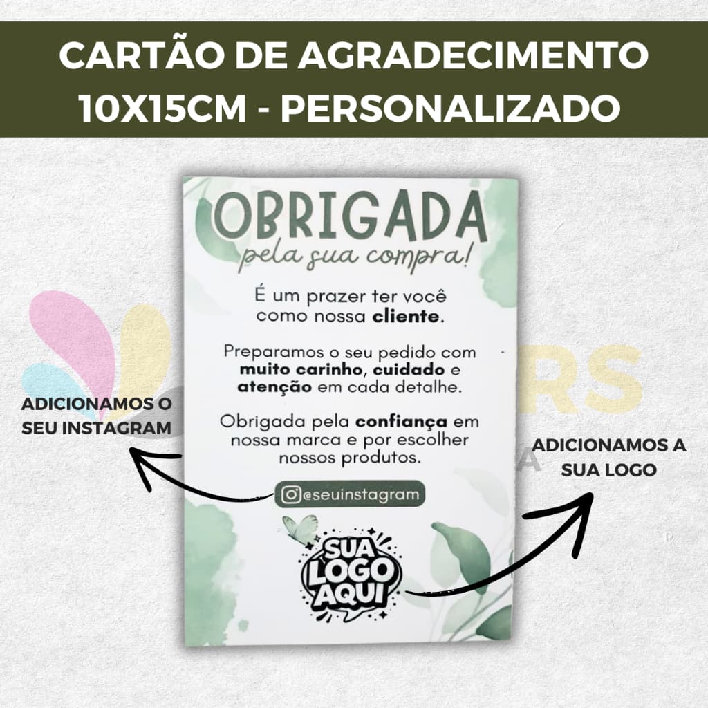 Cartão de Agradecimento Personalizado - 10x15cm