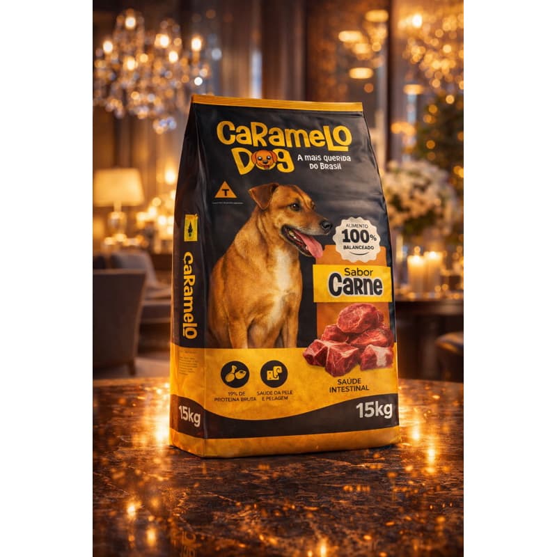 Ração cachorro Caramelo Dog 15kg Sabor Carne – A Ração Mais Querida do Brasil | Original SEM CORANTE OMEGA 3 e 6