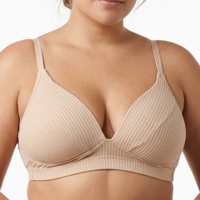 Sutiã Canelado com Bojo sem Aro com Decote em V Alça Fina Ajustável e Confortável Edumara