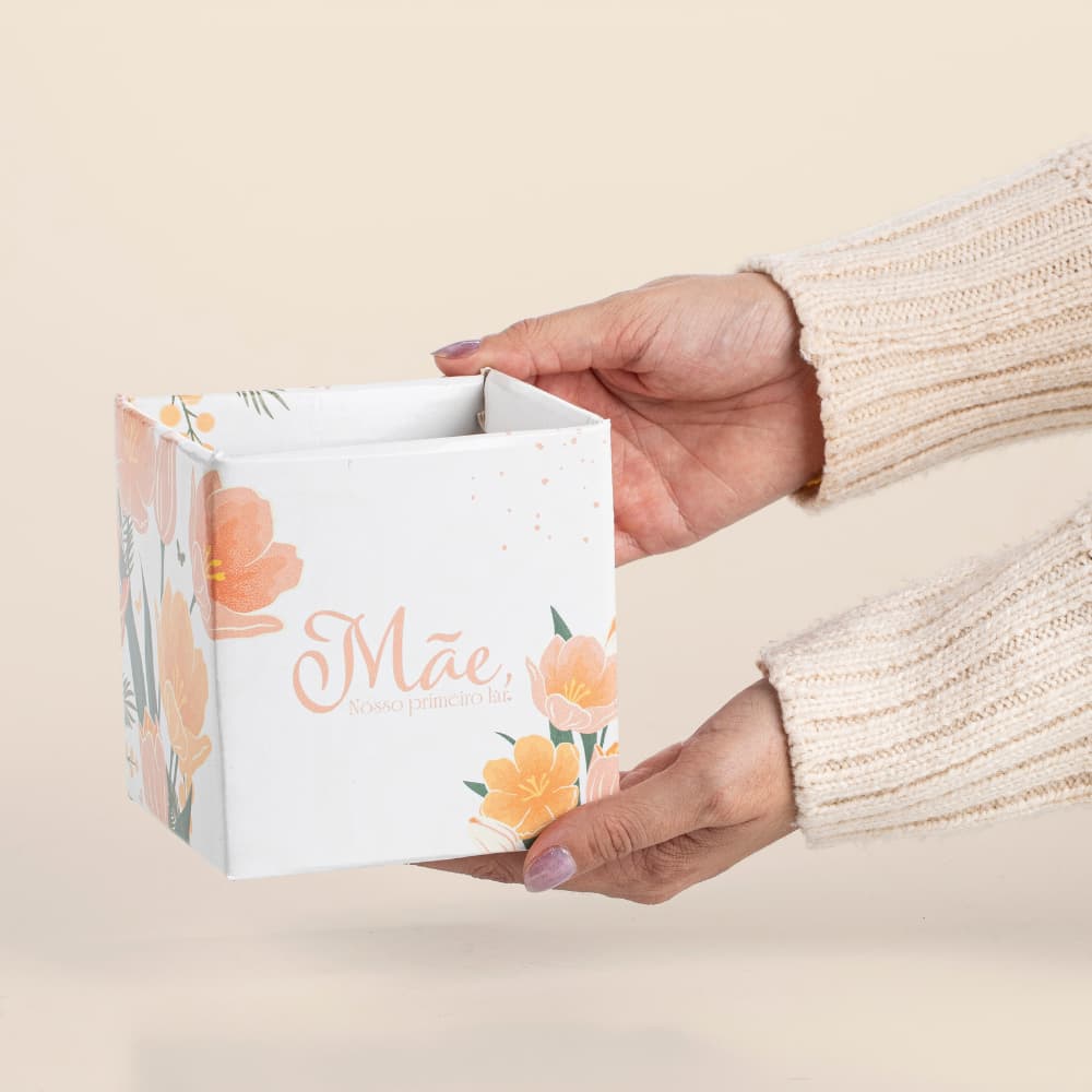 Embalagem Dia das Mães -  Cachepot Quadrado Pequeno - Caixa Para Flores, Cestas e Presentes (05~15 uni.)
