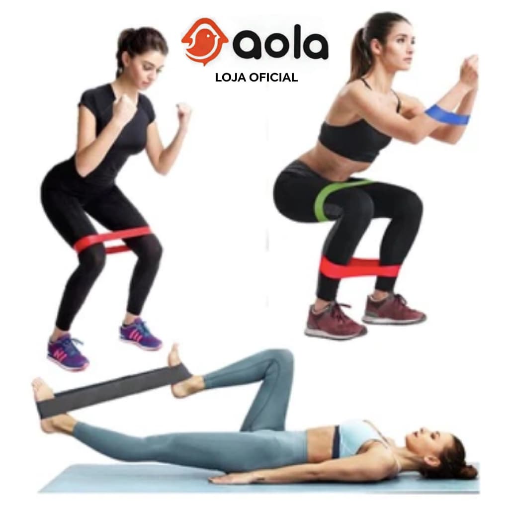 Kit 5 Mini Bands Elásticas de Resistência | Treino em Casa, Academia e Pilates | Exercícios Fitness