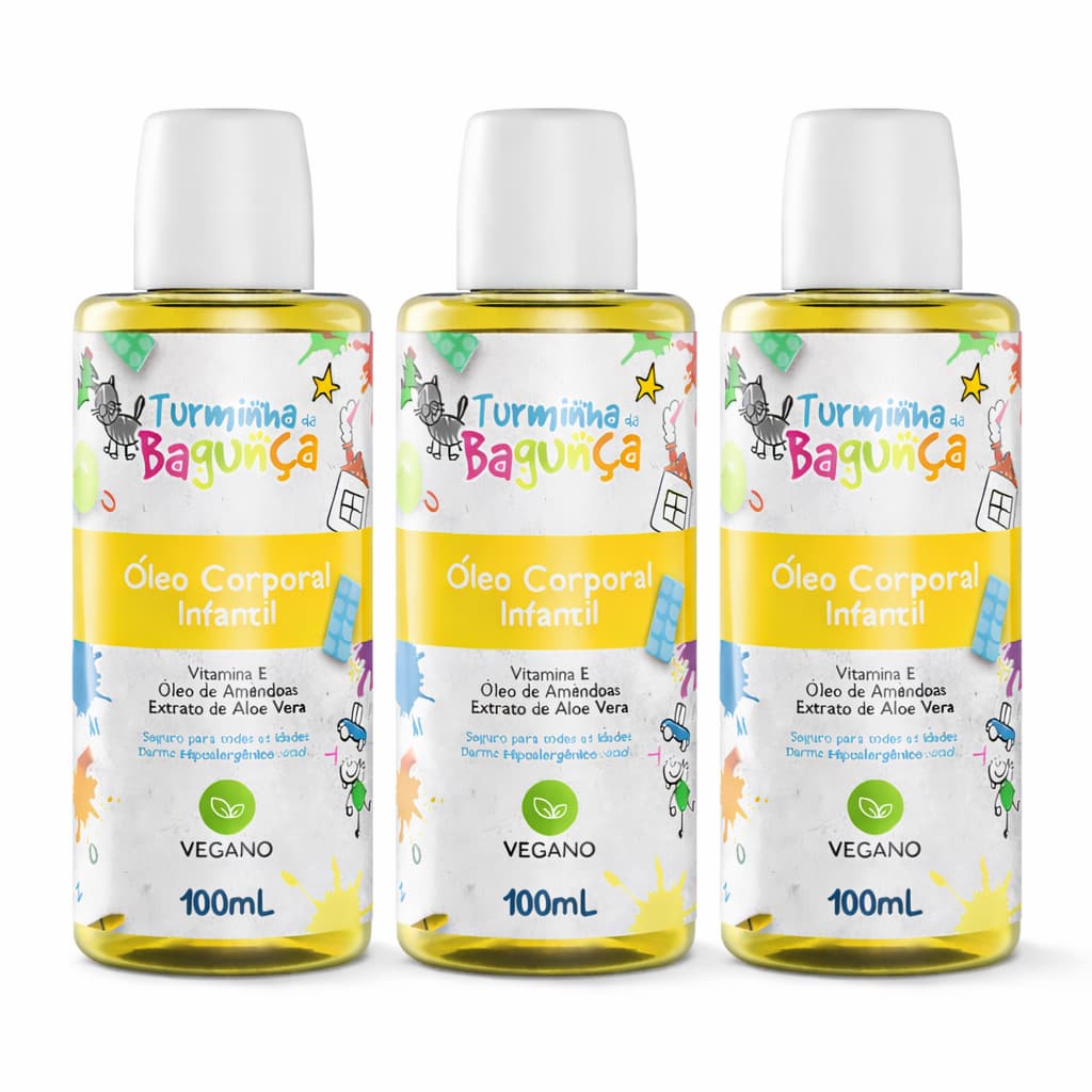 Kit 3 Óleos Corporais Infantil Turminha Da Bagunça 100ml