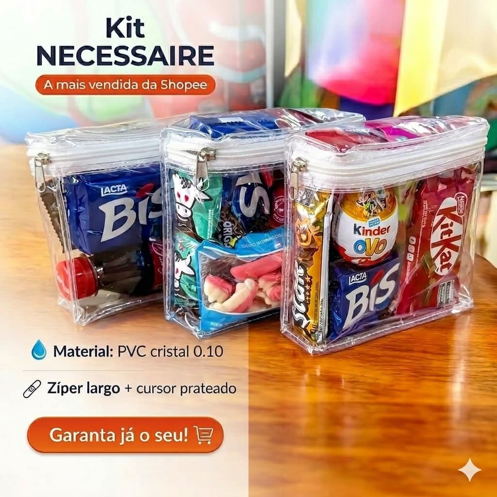 Kit c/20 ou 40-Unid- Bolsinha Necessaire Viés Transparente - Organizador Multiuso utensilios Maquiagem Frasqueira Bolsas