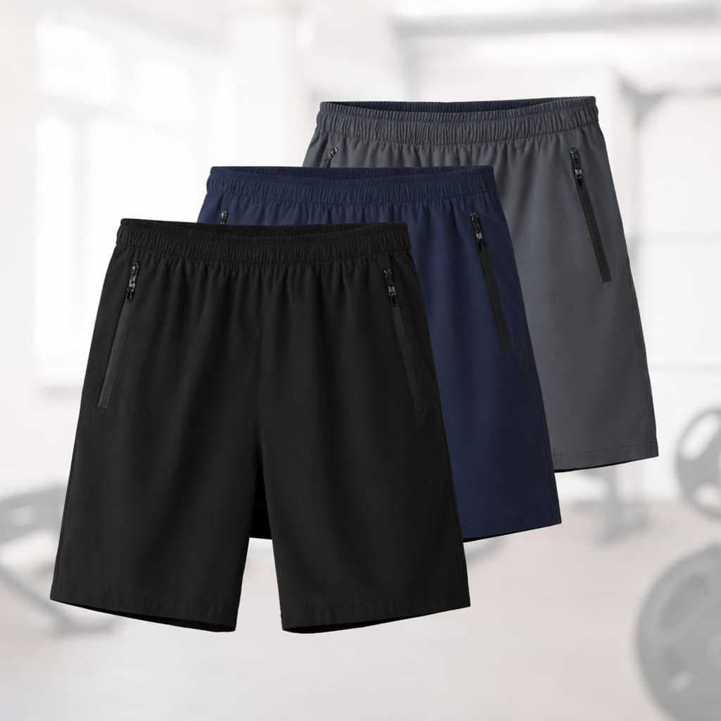 Bermuda Short Praia Dry-Fit Alto Padrão Bolso Zíper Masculino Academia Casual Treino Fitness Secagem Rápida
