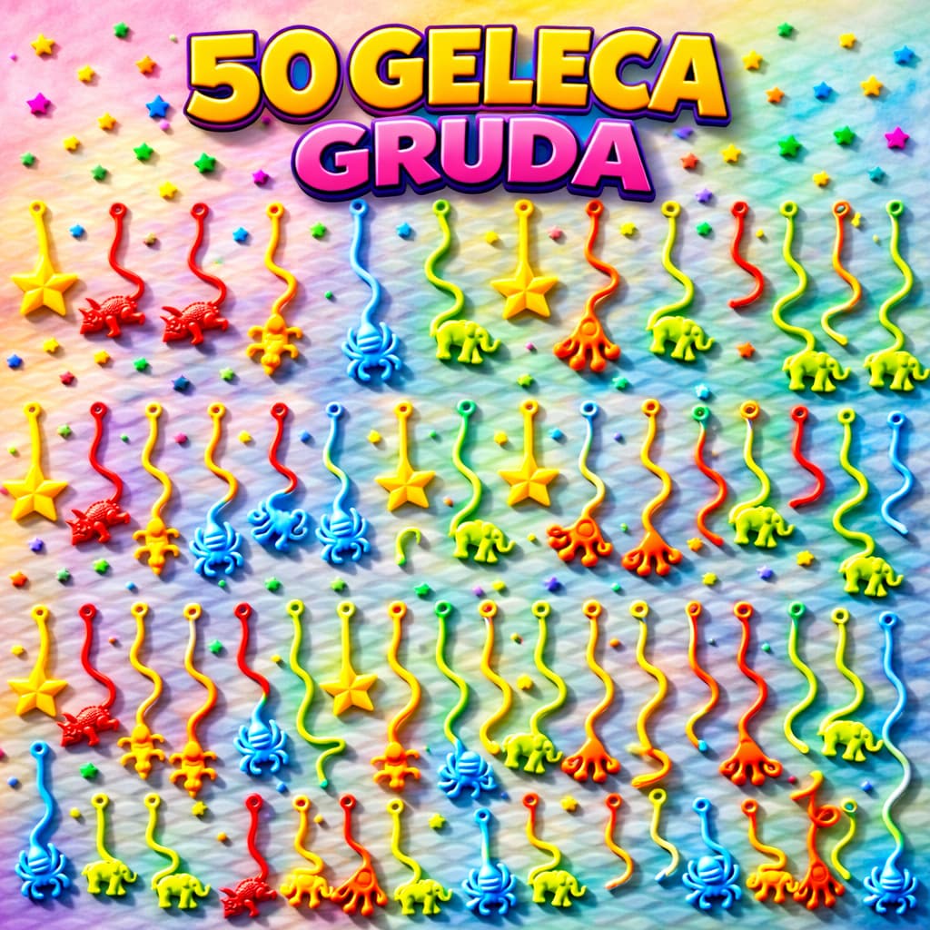 50 Geleca Gruda p/ Kit Festa Lembrancinha Prenda