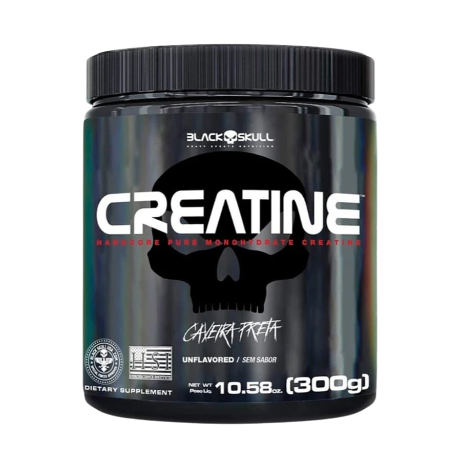 Creatina Monohidratada Black Skull 100% Pura 300g em Pó para Treino